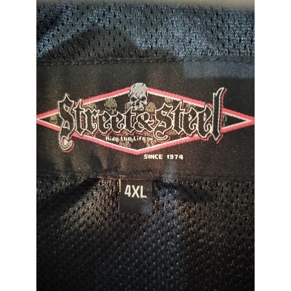 M659) Street & Steel 2nd Amendment Black Leather Motorcycle Vest Size 4XL.Nwot - Picture 8 of 9